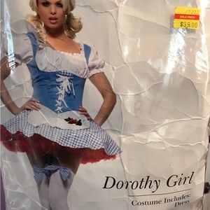 Women's Leg Avenue Sexy Dorothy Wizard of Oz Halloween Costume size M & Wig